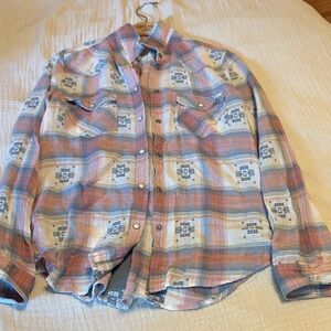 American Eagle Outfitters Men's Casual Plaid Shirt - Blue, Pink, White